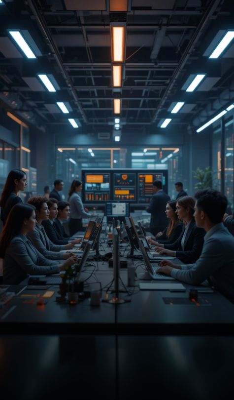 Pessoas em um treinamento olhando para a frente